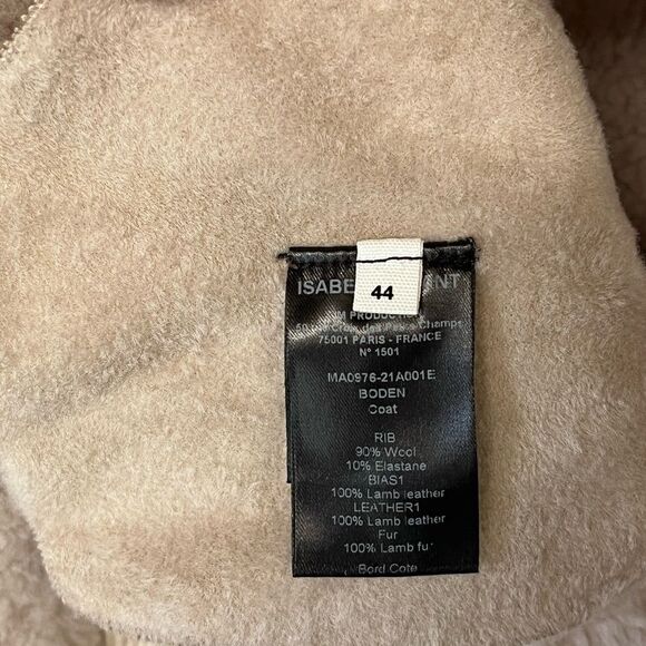 NWT Isabel Marant Beige Monteau Boden 100% Lambskin Wool Reversible Coat 44 XXL - Picture 6 of 11